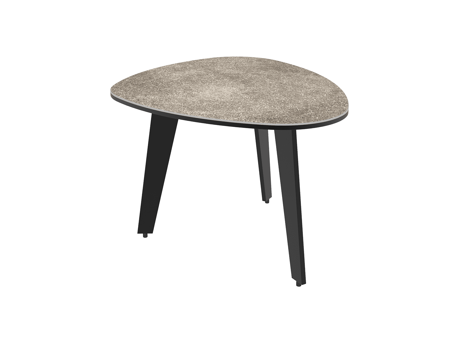 Bout de canapé galet avec pieds en acier laqué noir mat