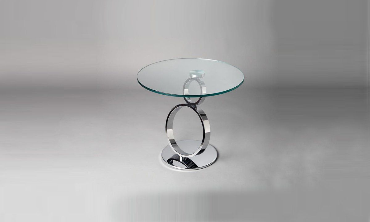 Table d'appoint ovale en verre avec ovale en fer comme support