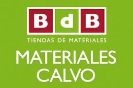 The logo for tiendas de materiales calvo is on a green background.