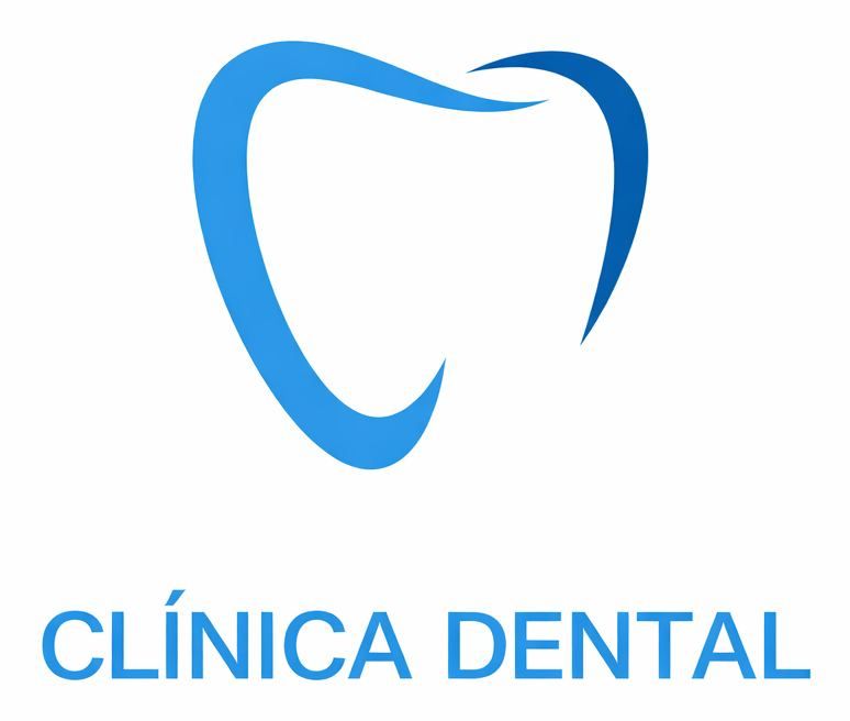 Contorno azul de un diente sobre el texto "CL&Iacute;NICA DENTAL".