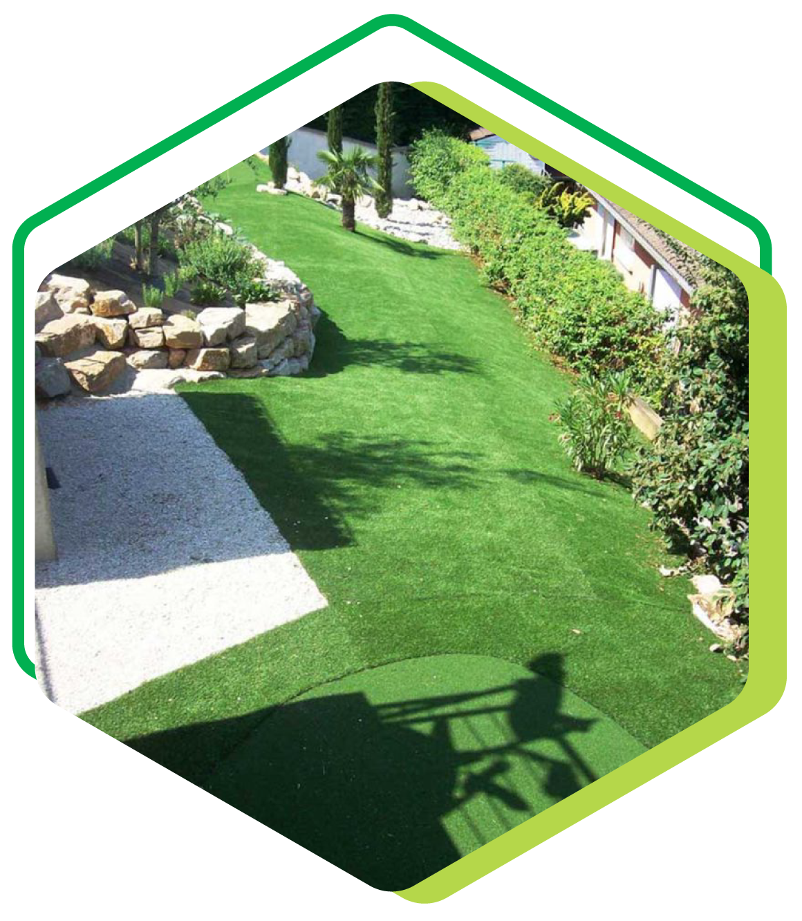 Vue aérienne d'un gazon synthétique