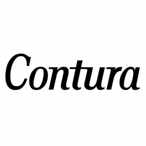 "Contura" en police de caractères noire.