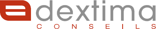 Logo de Dextima Conseils, cabinet de conseil, avec le nom et le slogan de l'entreprise.