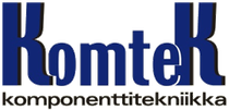 Tummansininen Komtekin logo, jonka alla musta teksti &rdquo;komponenttitekniikka&rdquo;