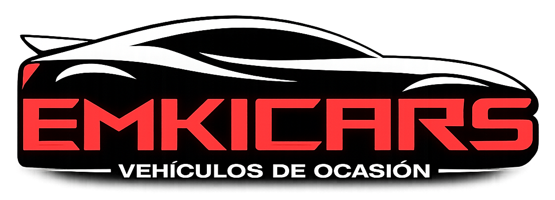 EMKICARS logo with red text, car silhouette, and “VEHÍCULOS DE OCASIÓN” tagline