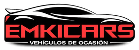 EMKICARS logo with red text, car silhouette, and &ldquo;VEH&Iacute;CULOS DE OCASI&Oacute;N&rdquo; tagline