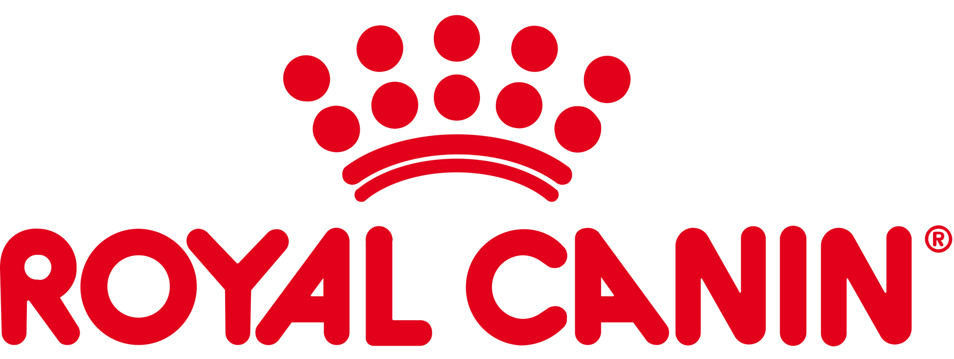 Logotipo rojo de Royal Canin con corona sobre fondo blanco