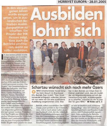 “Ausbilden lohnt sich” Hürriyet Europa vom 28.01.2005