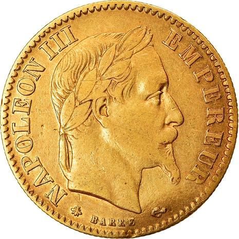 Pièce de 10 francs en or Napoléon.
