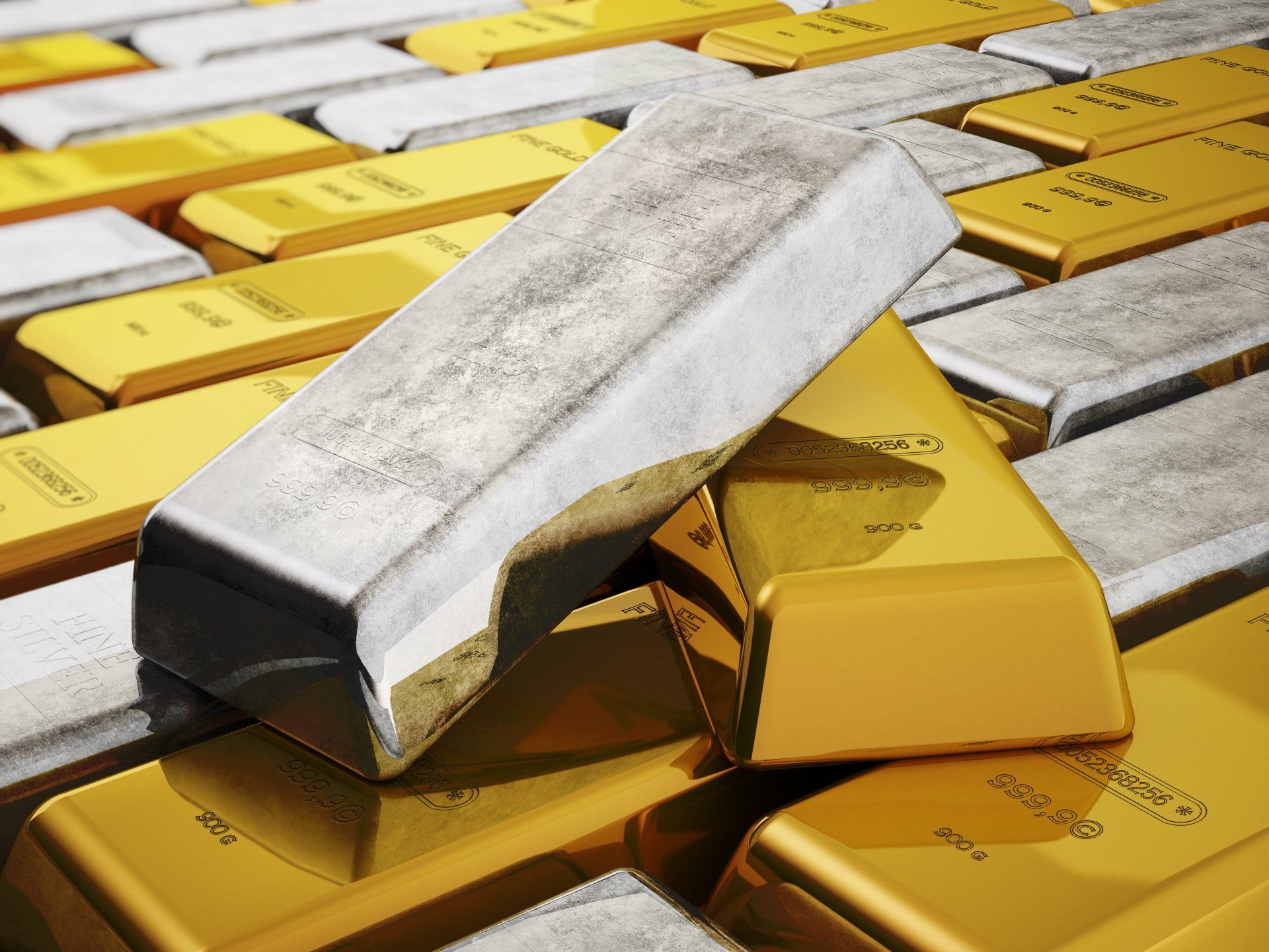 Lingots d'or et d'argent.