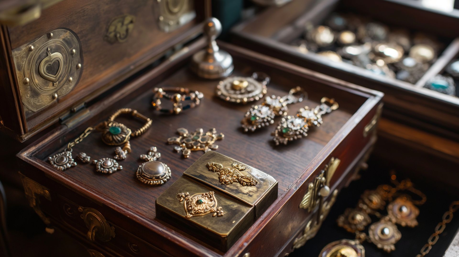 Boîte à bijoux en bois pleine.