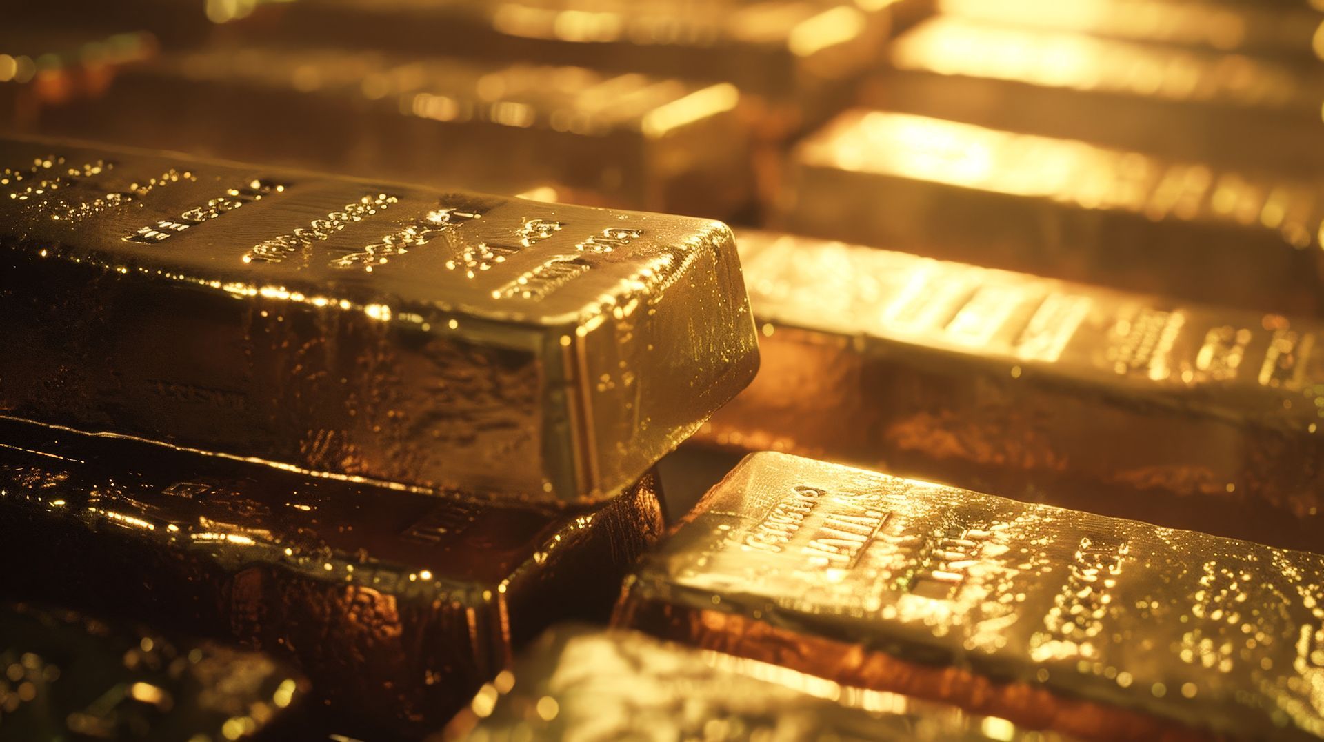 Lingots d'or en gros plan.