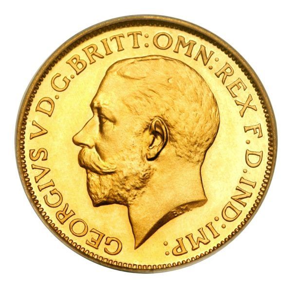 Souverain de face en or.