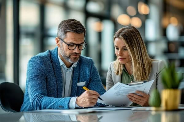 2 personnes relisent un contrat