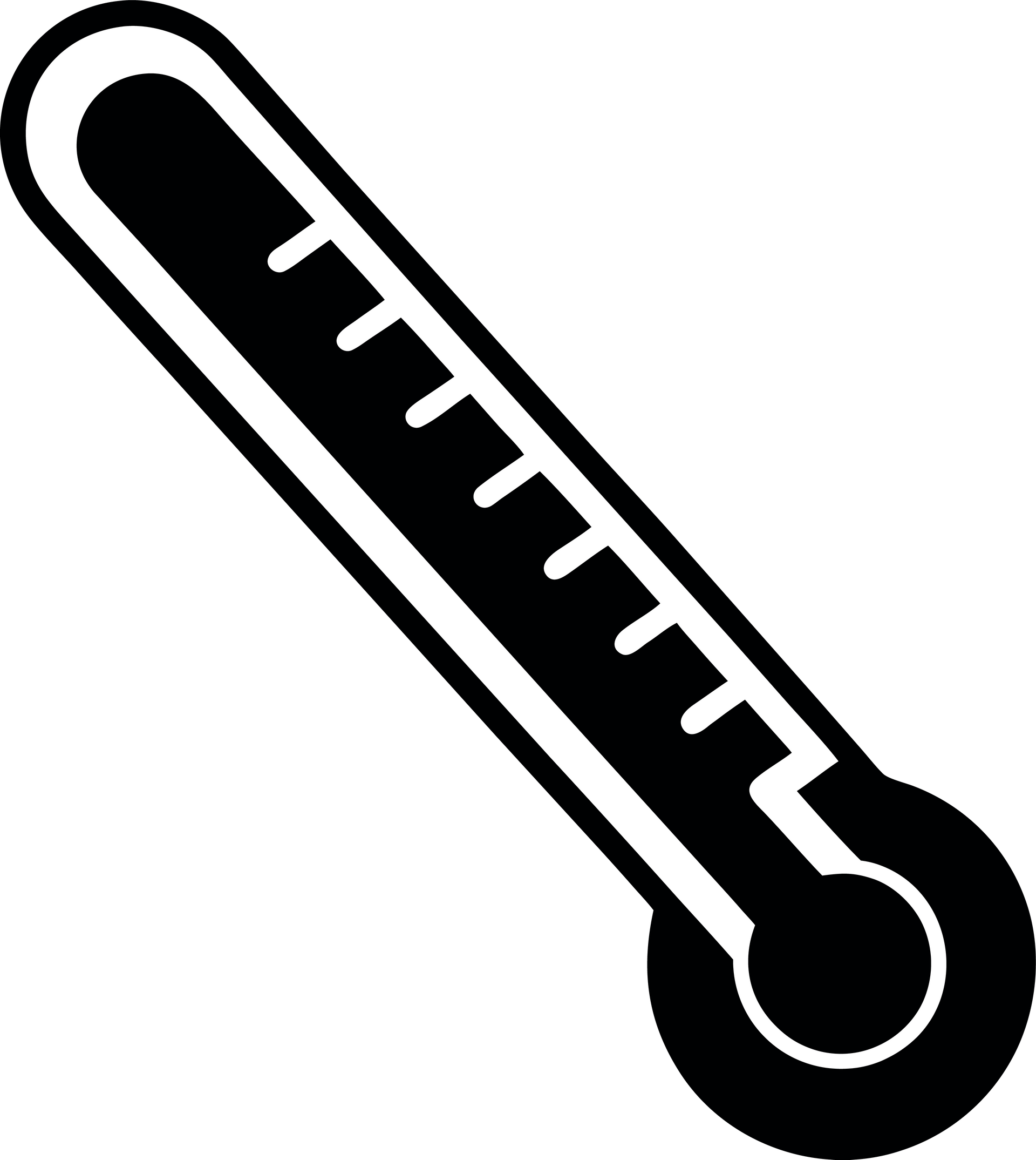 Thermomètre noir et blanc, niveau de mercure en montée, affichage incliné.