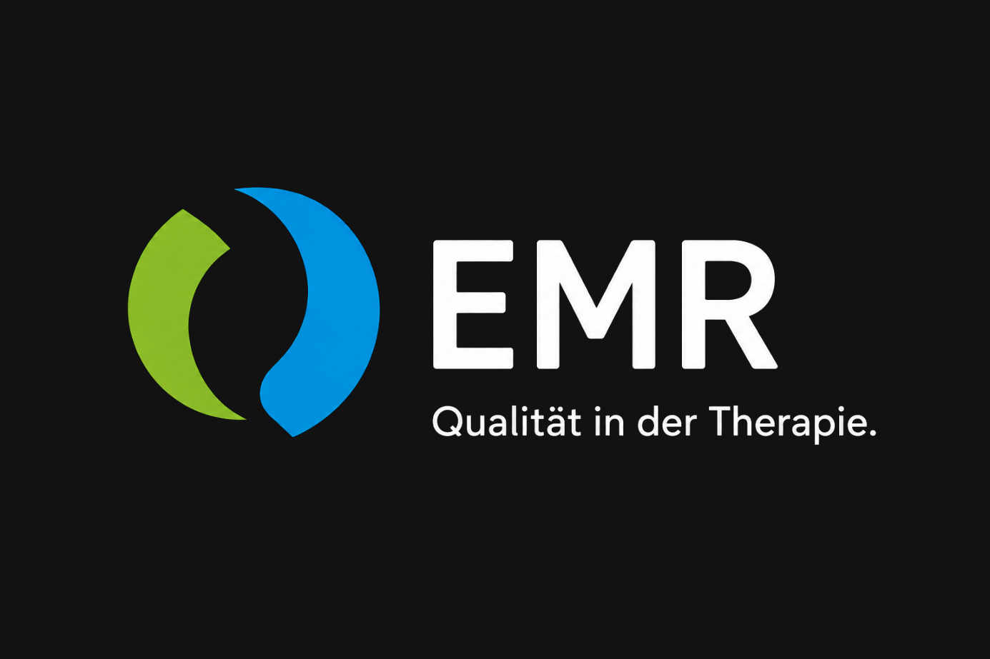 EMR logo with green and blue circular icon and the text “Qualität in der Therapie.”