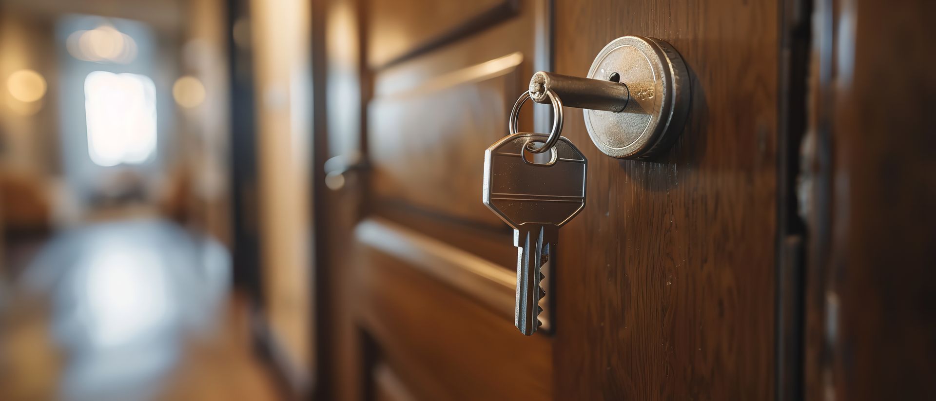 Zoom sur une porte d'entrée avec une clé