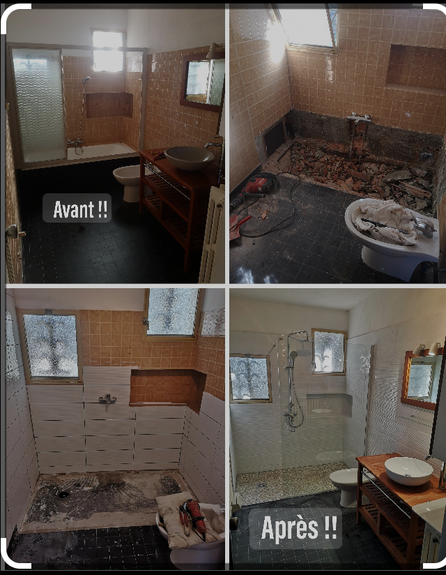 Rénovation de salle de bains avant/après
