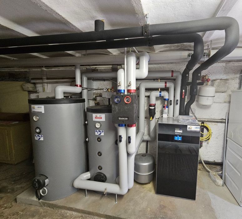 chaufferie avec système de chauffage