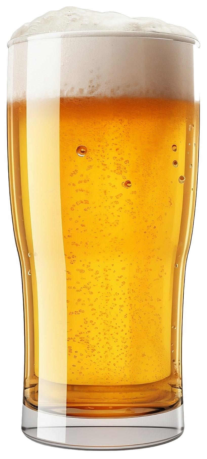 Un verre de bière blonde à la mousse onctueuse.
