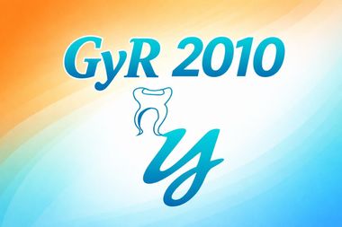 Logotipo color verde azulado sobre fondo blanco con la inscripci&oacute;n "GyR 2010" sobre un s&iacute;mbolo de diente estilizado.