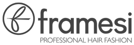 Un logotipo en blanco y negro para la peluquería profesional Framesi.