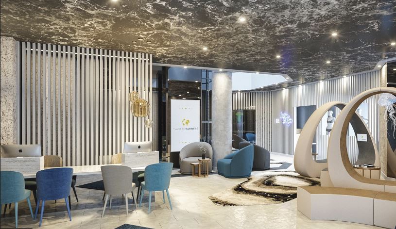 Photo d'un plafond tendu imitation marbre