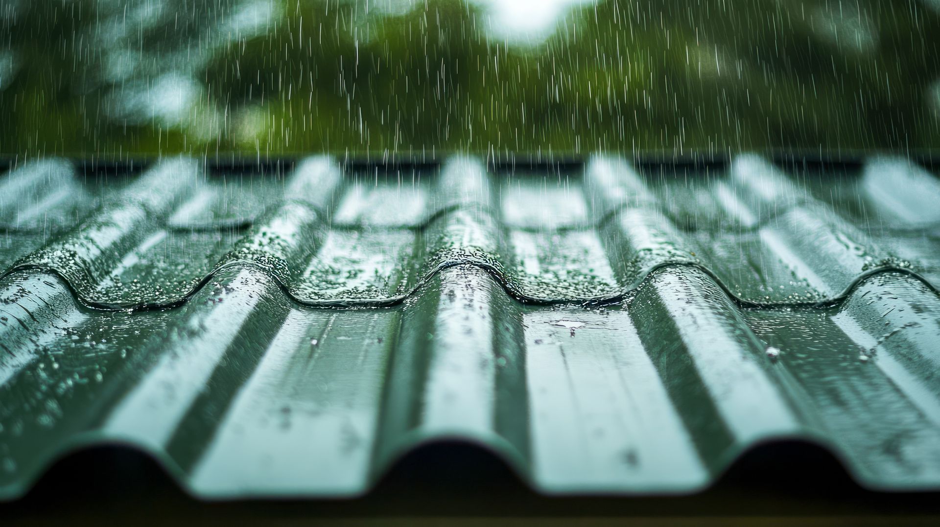 Pluie tombant sur une toiture en bac acier
