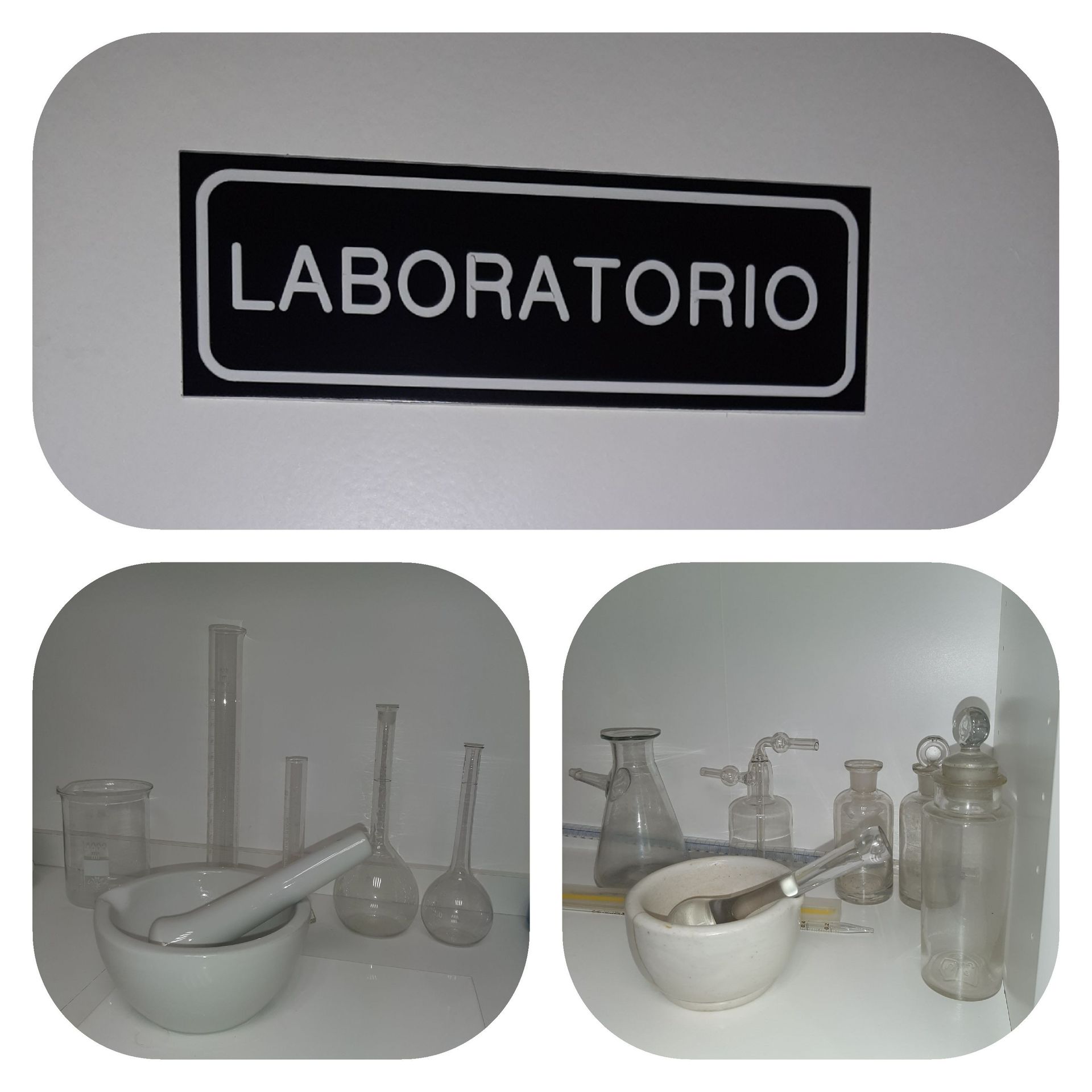 Un cartel que dice laboratorio está en una pared.