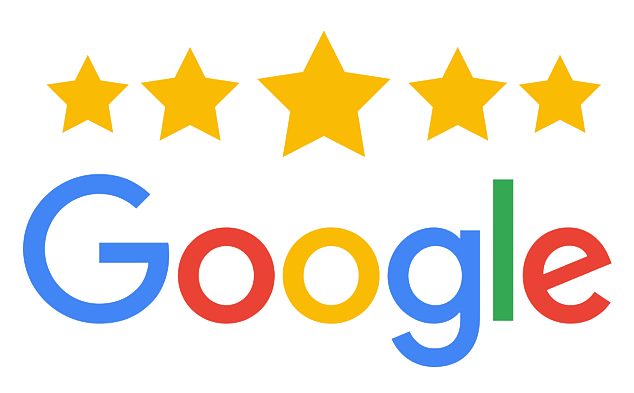 Logotip de Google amb cinc estrelles daurades a sobre.
