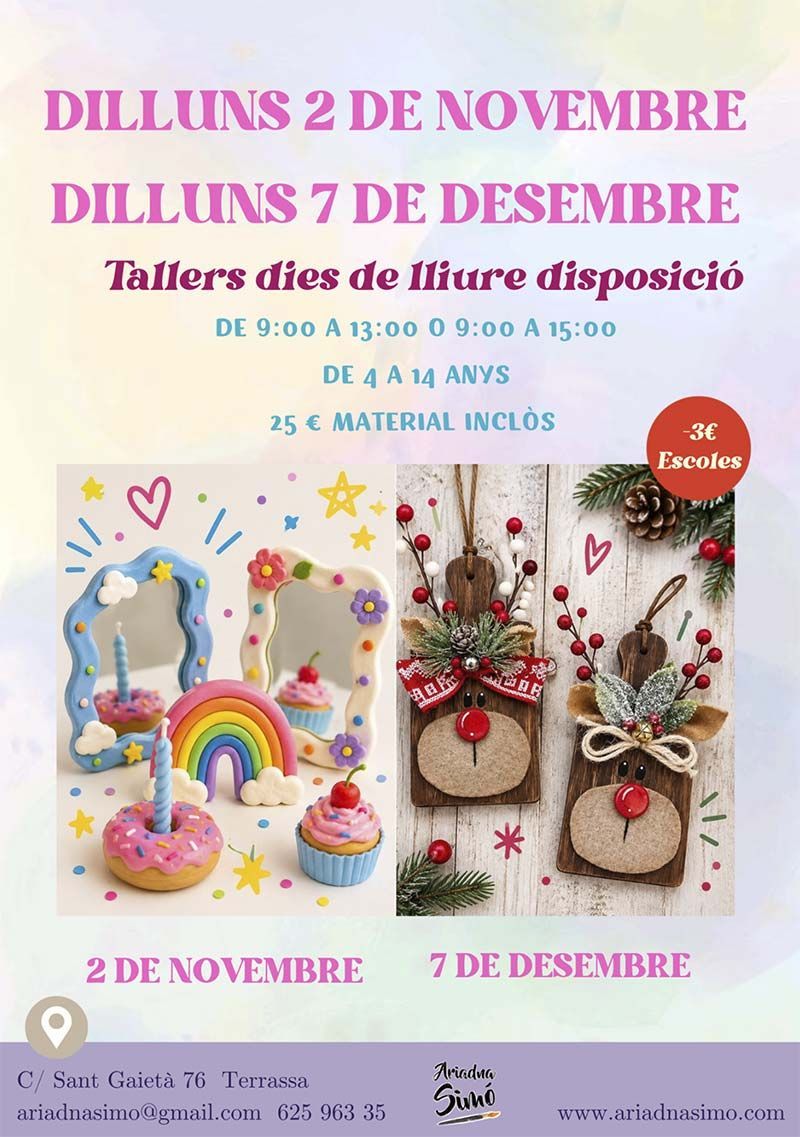 Cartell per a un taller de ganxet inspirat en el mar amb espelmes, petxines i flors seques en tons beix.
