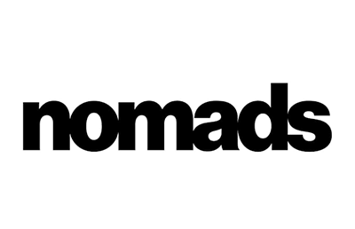Marca denominativa "nòmades" negra sobre fons blanc