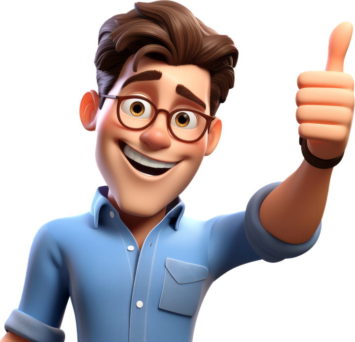 Homme faisant un pouce en 3D