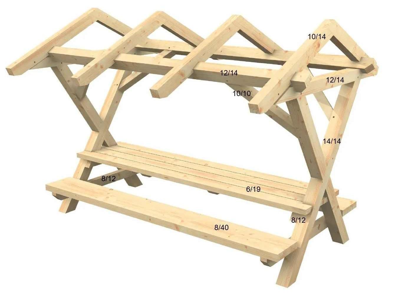 Modell einer Jägerbank aus Holz