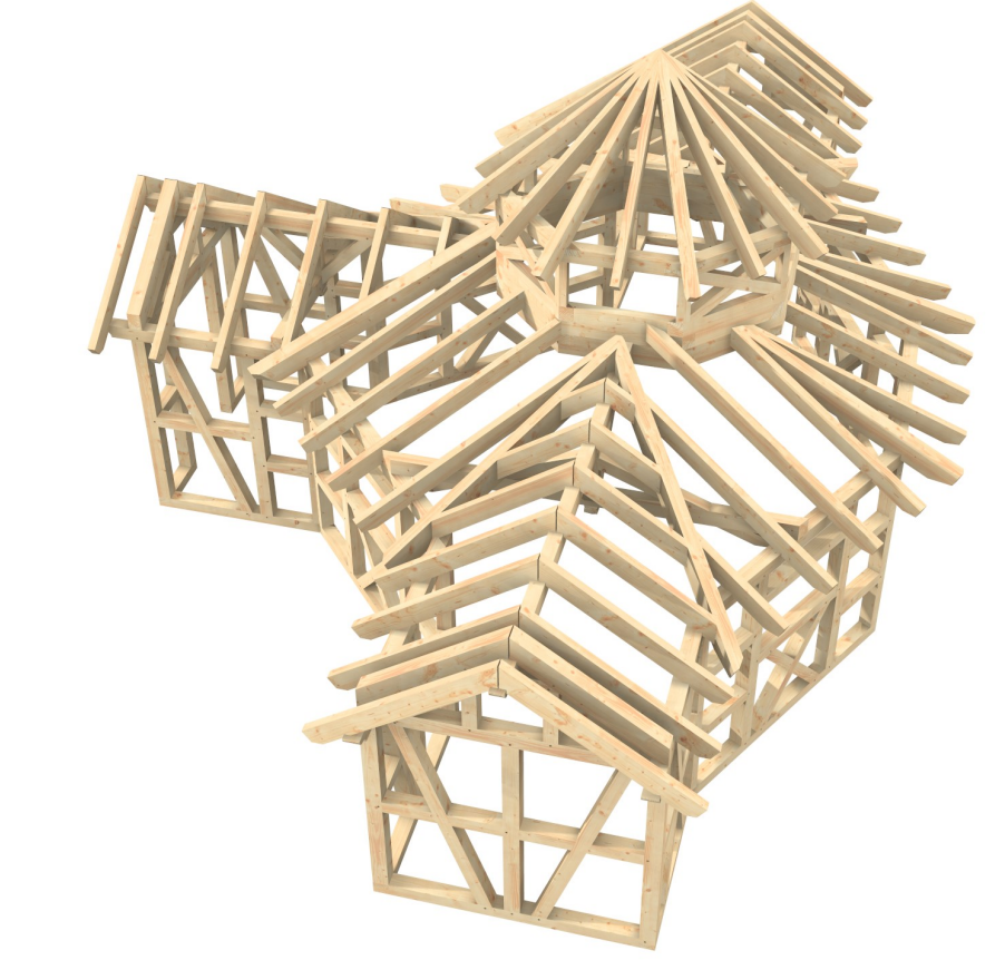 Modell eines Fachwerkhauses aus Holz