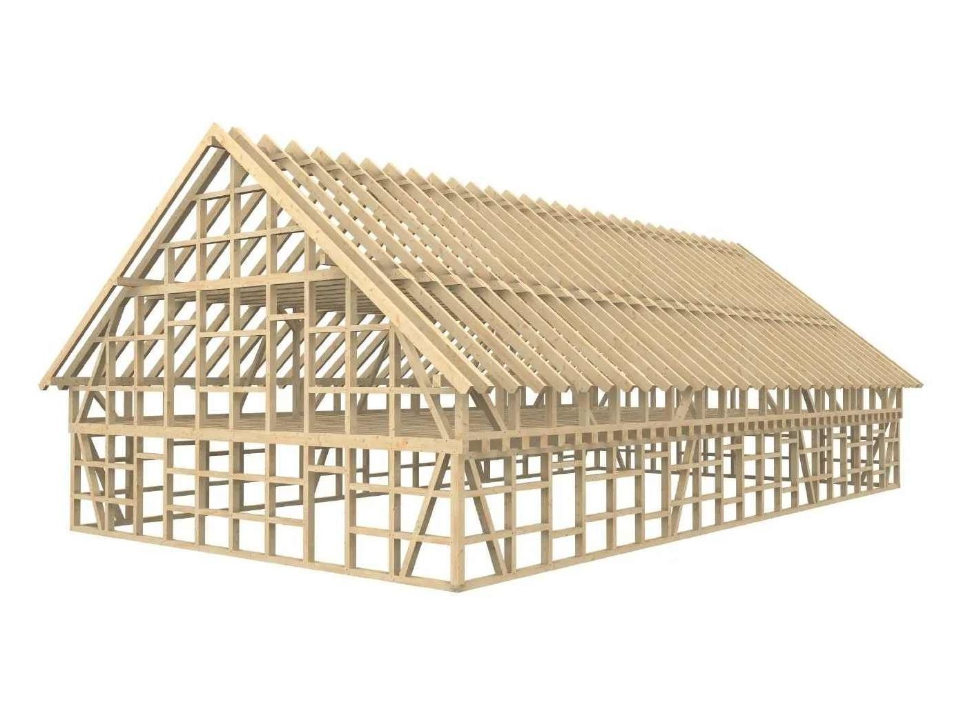 Modell eines Fachwerkhauses aus Holz