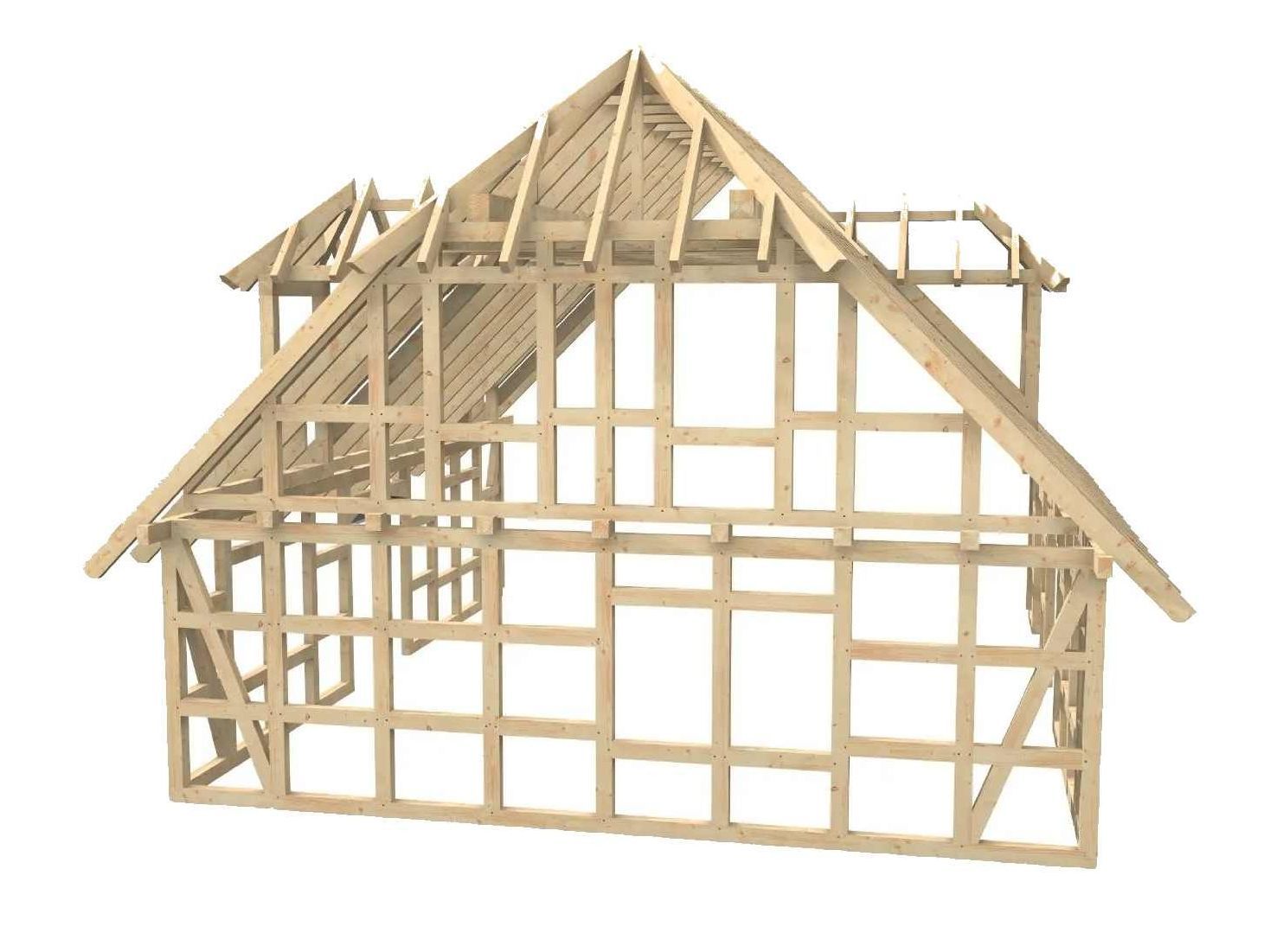 Modell eines Fachwerkhauses aus Holz