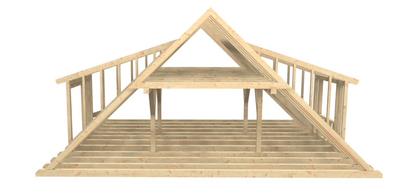 Modell einer Gaube aus Holz