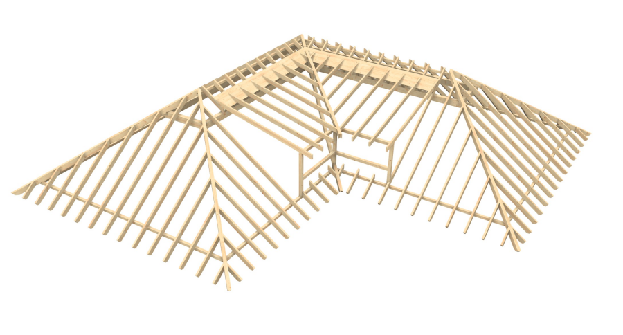 Modell einer Gaube aus Holz