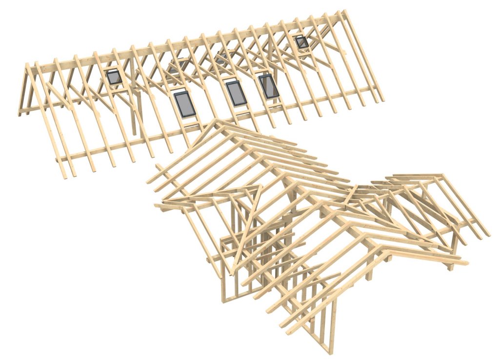 Modell eines Hausdaches aus Holz