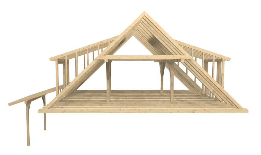 Modell eines Hausdaches aus Holz