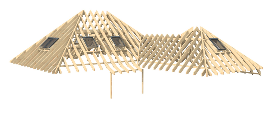 Modell eines Hausdaches aus Holz