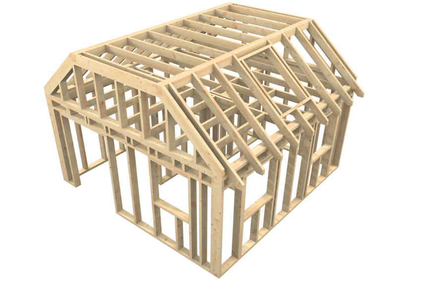 Modell eines Hausdaches aus Holz