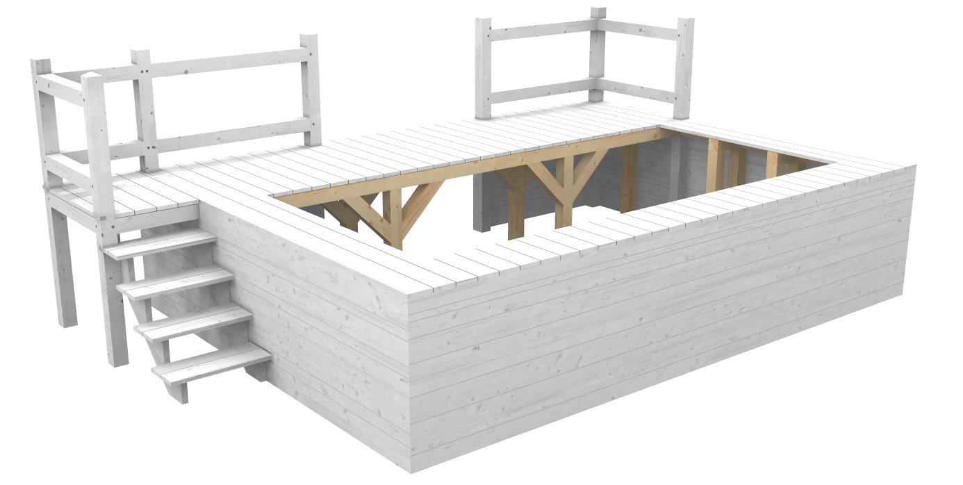 Modell eines Podestes für einen Pool aus Holz