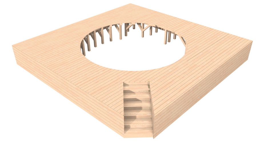 Modell einer Poolumrandung aus Holz