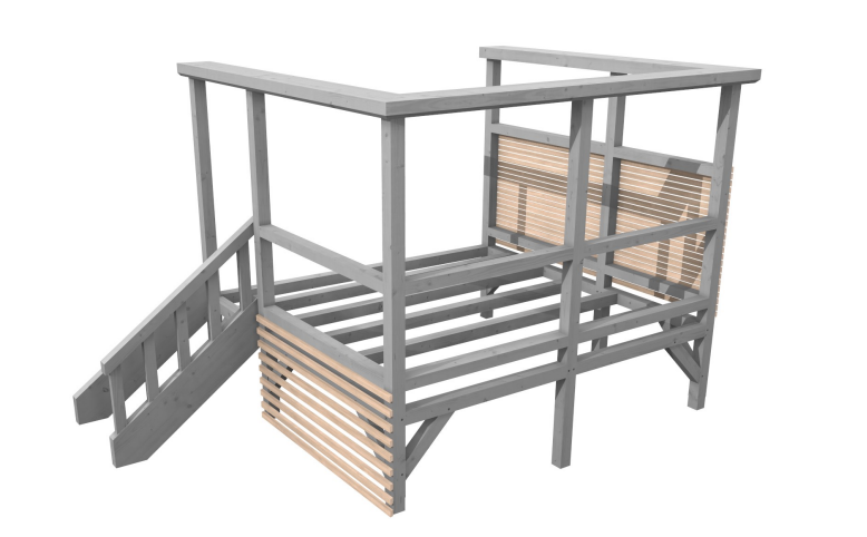 Modell einer Terrasse mit Geländeraus Holz