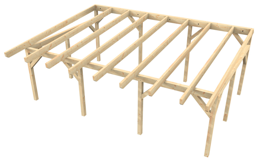 Modell eines Terrassendaches aus Holz