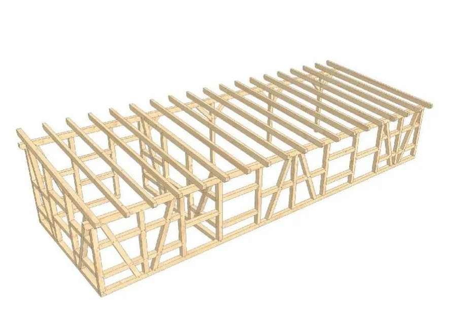 Modell eines Fachwerkhauses aus Holz