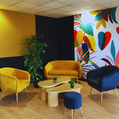 Salon jaune et bleu