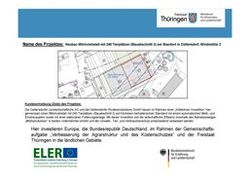 Ein Dokument aus Thüringen, das einen Plan eines geplanten Bauprojekts in Obersdorf zeigt.